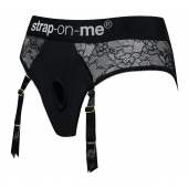 Черные трусики для насадок Diva Lingerie Harness - size S - Strap-on-me - купить с доставкой в Самаре