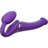 Фиолетовый безремневой вибрострапон Silicone Bendable Strap-On - size M - Strap-on-me - купить с доставкой в Самаре