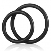 Набор из двух черных силиконовых колец разного диаметра SILICONE COCK RING SET - BlueLine - в Самаре купить с доставкой
