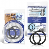 Набор из двух черных силиконовых колец разного диаметра SILICONE COCK RING SET - BlueLine - в Самаре купить с доставкой