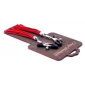 Металлические зажимы на соски с красными замшевыми кисточками - Crazy Handmade - купить с доставкой в Самаре