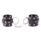 Черные кожаные наручники с люверсами - Crazy Handmade - купить с доставкой в Самаре