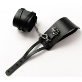 Черные кожаные оковы с креплением в виде веревочек - Crazy Handmade - купить с доставкой в Самаре