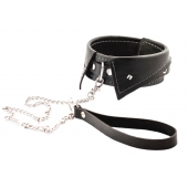 Черный ошейник-воротничок с металлическим поводком - Crazy Handmade - купить с доставкой в Самаре