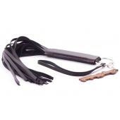 Черная кожаная плеть с удобной ручкой - 50 см. - Crazy Handmade - купить с доставкой в Самаре