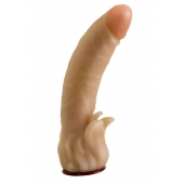 Телесная гелевая насадка-фаллос с клиторальными лепестками - 18,5 см. - LOVETOY (А-Полимер) - купить с доставкой в Самаре