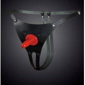 Чёрные кожаные универсальные трусики со штырьком для насадок - Sitabella - купить с доставкой в Самаре