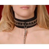 Чёрный ошейник с цепочками и поводком - Sitabella - купить с доставкой в Самаре