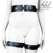 Черный кожаный пояс с гартерами - S-M - Notabu - купить с доставкой в Самаре