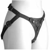 Черный женский пояс-трусики с кольцом для фиксации насадок - LOVETOY (А-Полимер) - купить с доставкой в Самаре