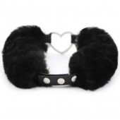 Черный меховой ошейник с металлическим сердечком - Notabu - купить с доставкой в Самаре