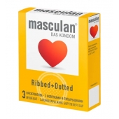 Презервативы с колечками и пупырышками Masculan Ribbed+Dotted - 3 шт. - Masculan - купить с доставкой в Самаре