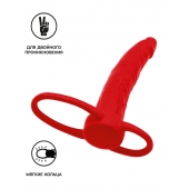 Красная насадка на пенис для двойного проникновения Black Red - 16,5 см. - ToyFa - купить с доставкой в Самаре