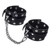 Черные кожаные однослойные оковы с люверсами - Pecado - купить с доставкой в Самаре