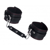 Черные кожаные однослойные оковы с контрастной строчкой - Pecado - купить с доставкой в Самаре