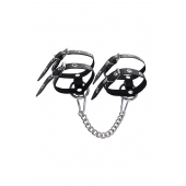 Черные однослойные кожаные оковы из двух ремешков - Pecado - купить с доставкой в Самаре