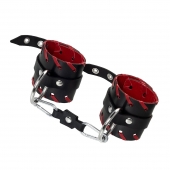 Черно-красные наручники из натуральной кожи - Pecado - купить с доставкой в Самаре