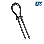 Черное эрекционное кольцо со стимулирующими бусинами - Sex Expert - в Самаре купить с доставкой