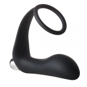 Черное эрекционное кольцо с вибропробкой Vibrating Anal Plug With Cockring - Dream Toys - в Самаре купить с доставкой