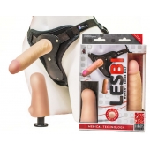 Телесный страпон Harness LESBI с вагинальной пробкой - 16,5 см. - LOVETOY (А-Полимер) - купить с доставкой в Самаре