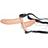 Телесный женский страпон с вагинальной пробкой Strap-On Duo - 15 см. - Orion - купить с доставкой в Самаре