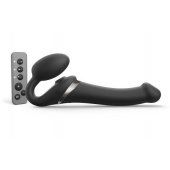 Черный безремневой страпон Multi Orgasm Size M с клиторальной стимуляцией - Strap-on-me - купить с доставкой в Самаре
