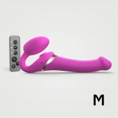 Ярко-розовый безремневой страпон Multi Orgasm Size M с клиторальной стимуляцией - Strap-on-me - купить с доставкой в Самаре