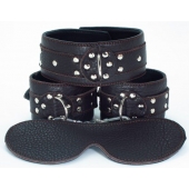 Набор БДСМ-аксессуаров из мягкой кожи черного цвета - БДСМ Арсенал - купить с доставкой в Самаре