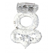 Прозрачное эрекционное кольцо с вибратором  и подхватом - Toyfa Basic - в Самаре купить с доставкой