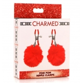 Красные зажимы на соски с помпонами Pom Pom - XR Brands - купить с доставкой в Самаре