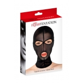 Черная сетчатая маска на голову с отверстиями для глаз и рта - Fetish Tentation - купить с доставкой в Самаре