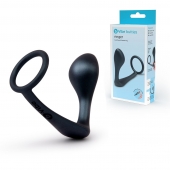 Черное эрекционное кольцо со стимулятором простаты Ringer Cock Ring   Plug - b-Vibe - в Самаре купить с доставкой