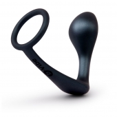 Черное эрекционное кольцо со стимулятором простаты Ringer Cock Ring   Plug - b-Vibe - в Самаре купить с доставкой