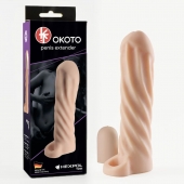 Телесная насадка-удлинитель Okoto со спиралевидным рельефом - 16 см. - Sitabella - в Самаре купить с доставкой