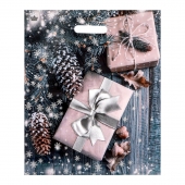 Новогодний пакет с принтом в виде подарков и вырубной ручкой (45х38 см) - Сима-Ленд - купить с доставкой в Самаре