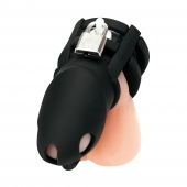 Черная клетка для пениса Silicone Small 2 in Cock Cage With Ball Divider - BlueLine - купить с доставкой в Самаре