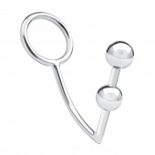 Кольцо на пенис с анальным стимулятором Two Bead Stainless Steel Anal Hook   Cock Ring - BlueLine - в Самаре купить с доставкой