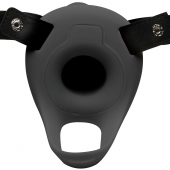 Черный полый страпон с вибрацией 2’’ Erection 28X Smooth Vibrating Silicone Penis Sheath - XR Brands - купить с доставкой в Самаре