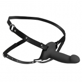 Черный полый страпон с вибрацией 2’’ Erection 28X Smooth Vibrating Silicone Penis Sheath - XR Brands - купить с доставкой в Самаре