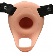 Телесный полый страпон 2  Erection 28X Smooth Vibrating Silicone Penis Sheath - 16 см. - XR Brands - купить с доставкой в Самаре