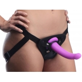 Лиловый поясной страпон Navigator Silicone G-Spot Dildo with Harness - 17,8 см. - XR Brands - купить с доставкой в Самаре