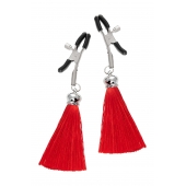 Зажимы на соски «Прищепки» с красными кисточками из шелка - Pecado - купить с доставкой в Самаре