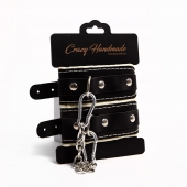 Черные скругленные наручники с мягкой бежевой подкладкой - Crazy Handmade - купить с доставкой в Самаре