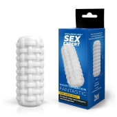 Белый стимулятор с наружным рельефом в виде рогожки - Sex Expert - в Самаре купить с доставкой