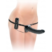 Черный страпон с вагинальной пробкой Deluxe Vibrating Penetrix Strap-On - 19 см. - Pipedream - купить с доставкой в Самаре