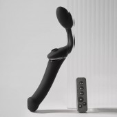 Черный безремневой вибрострапон Strap-On-Me Multi Orgasm Size XL - Strap-on-me - купить с доставкой в Самаре