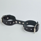 Черные кожаные наручники-фиксатор - Sitabella - купить с доставкой в Самаре