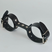 Черные кожаные наручники-фиксатор - Sitabella - купить с доставкой в Самаре