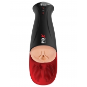 Телесный мастурбатор-вагина в черной колбе с вибрацией Fuck-O-Matic Pro XL - Pipedream - в Самаре купить с доставкой