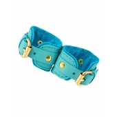 Голубые двуслойные кожаные наручники-браслеты - Pecado - купить с доставкой в Самаре